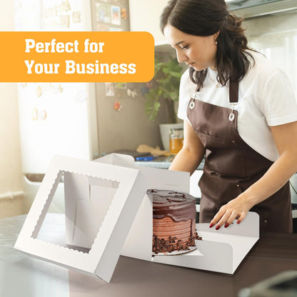 20 Pack Bakery Cake Box with Window, White Cake Boxes Large Baking Boxes Square Cardboard Cake Box for Cakes, Pastries, Cookies, Pie, Treats (12''x12''x8'') 🍁 All In One Marketplace Canada