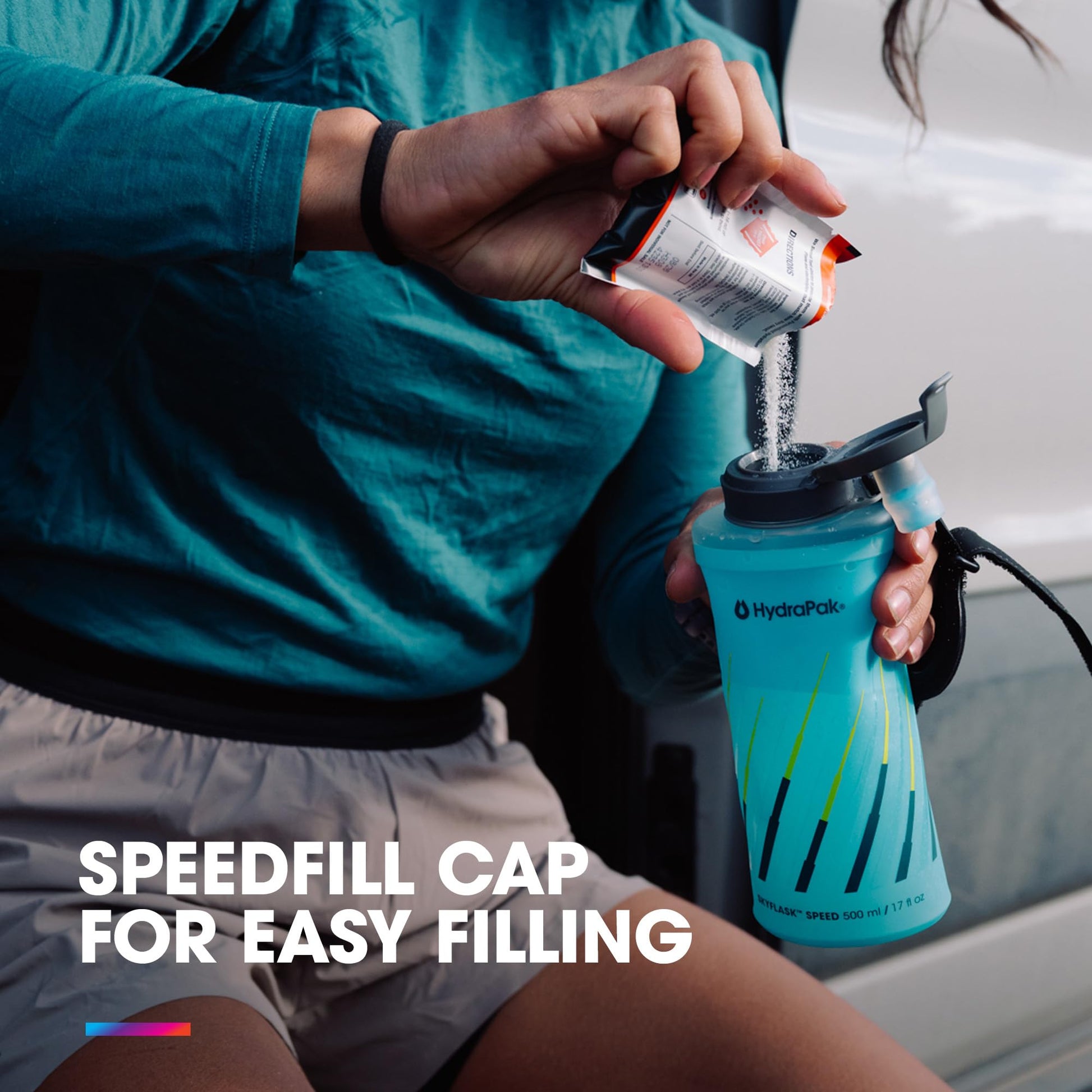 HydraPak SkyFlask Speed - Collapsible Handheld Running Water Bottle (500ml) - Adjustable Strap, Lightweight, Spill-Proof Cap HydraPak