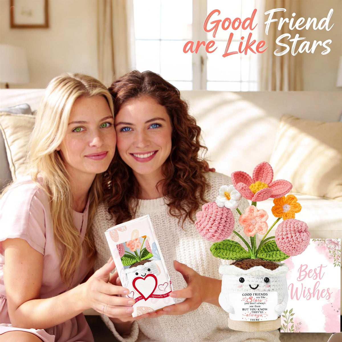 Best Friend Friendship Gifts for Women Crochet Flowers Small Birthday Gifts for Women Her Christmas Galentines Graduation Gifts for Friends Colleague Bestie Cute Stuff Desk Room Decor 🍁 All In One Marketplace Canada