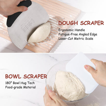 KOACKL Sourdough Bread Starter Kits, Banneton Sourdough Bread Making Tools Kit, Banneton Proofing Basket Making Bread Basket Baking for Baking Dough with Rising Pattern (Round and Oval) - Available at All In One Marketplace Canada