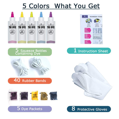 WINSONS Tie Dye Kit, 20 Colours Non Toxic Permanent Fabric Dye Art Set for Kids Women for Homemade Party Creative Group Activities DIY Gift