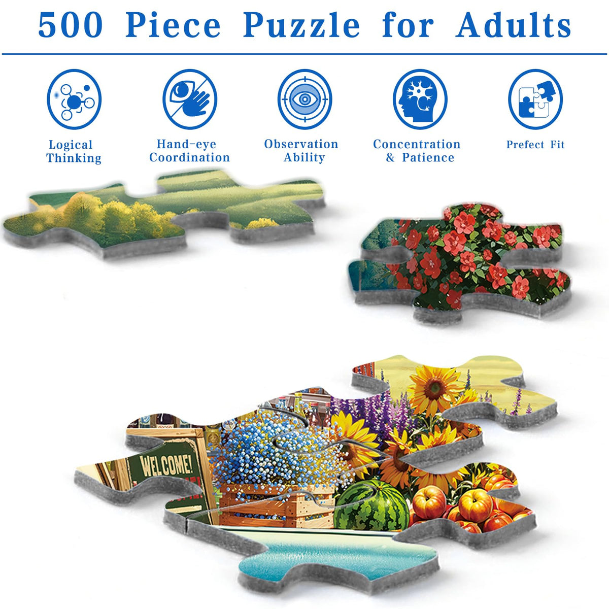 Rocorose 500 Pieces Puzzle for Adults, Countryside Landscape Puzzle Challenging Country Store Jigsaw Puzzles Holiday Party Gift Farm Home Decor Perfect for Game Nights 🍁 All In One Marketplace Canada