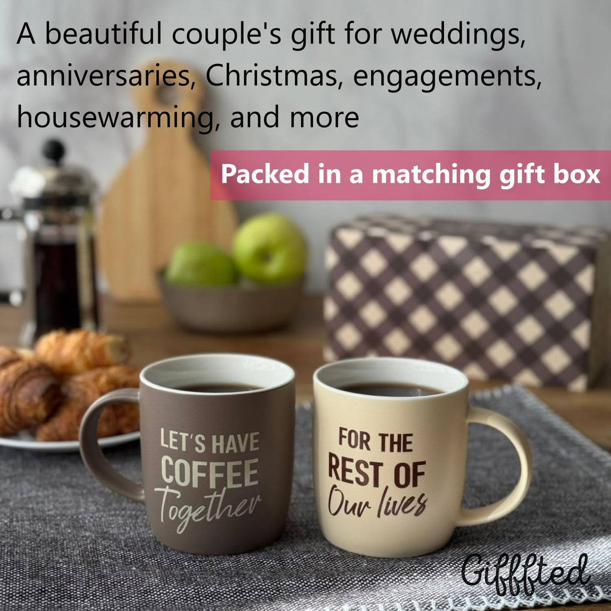 Triple Gifffted Lets Have Coffee Together Mug Set for Couples 380ml Ceramic 🍁 All In One Marketplace Canada