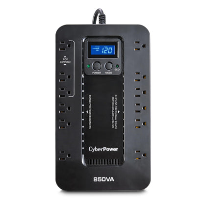 CyberPower EC850LCD Ecologic Battery Backup & Surge Protector UPS System, 850VA/510W, 12 Outlets, ECO Mode, Compact, Uninterruptible Power Supply