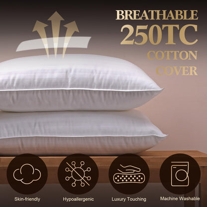 SHERWOOD Pillows Standard Size 2 Pack Hotel Pillow with Cotton Cover and Down Alternative Fiber Fill Bed Pillow for Sleeping (White, Standard 20x26 inch)