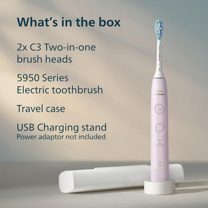 Philips Sonicare 5950 Rechargeable Electric Toothbrush, 2 Brush Heads, Pink Philips Sonicare