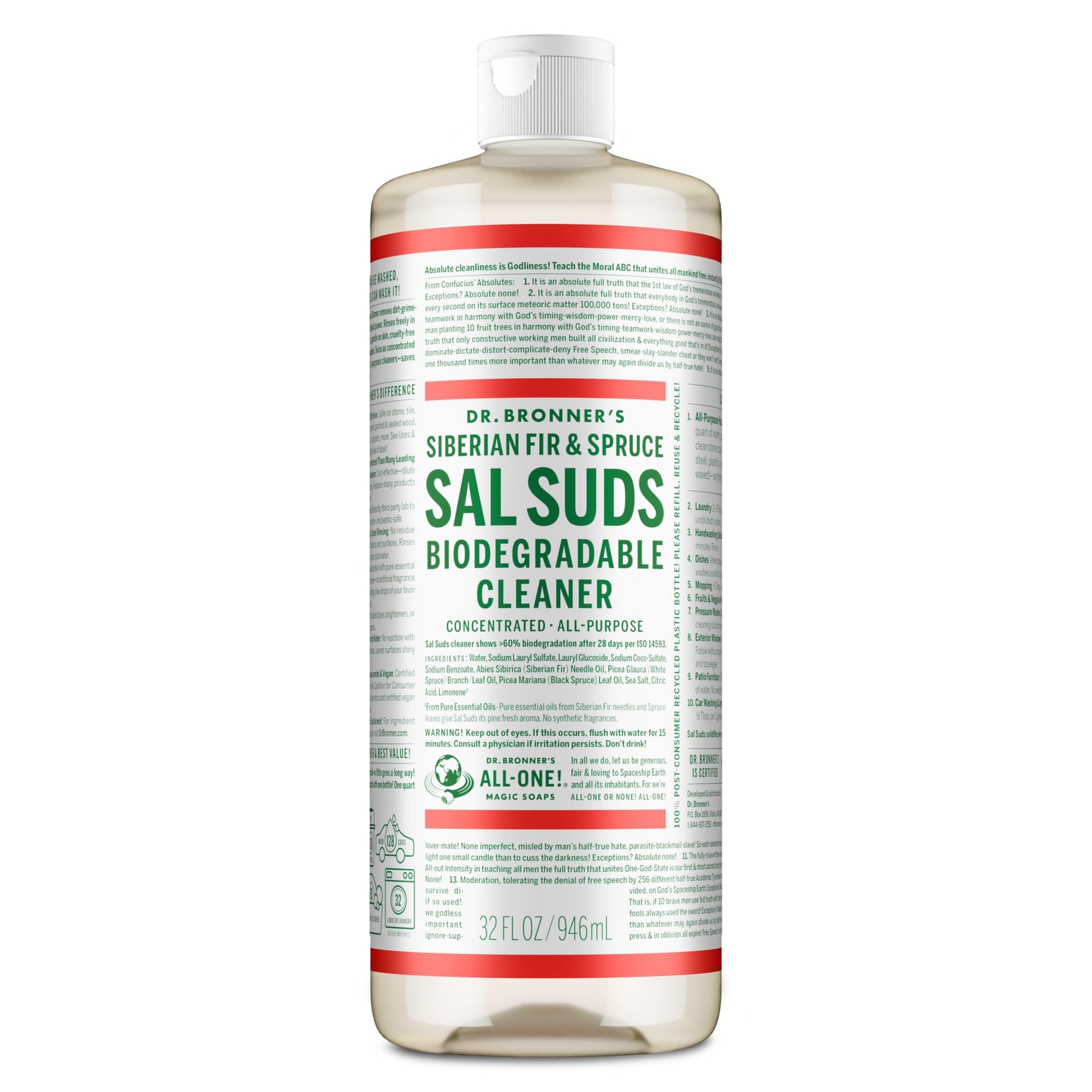 Dr. Bronner's - Sal Suds Biodegradable Cleaner (946 mL) - Concentrated All-Purpose Cleaner for Floors, Laundry, and Dishes, Cuts Grease and Dirt, Powerful Formula Dr. Bronner's