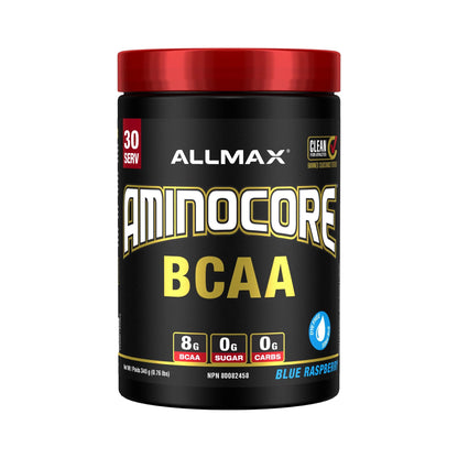 ALLMAX AMINOCORE BCAA Powder, Blue Raspberry, 30 Servings, 345 g ALLMAX