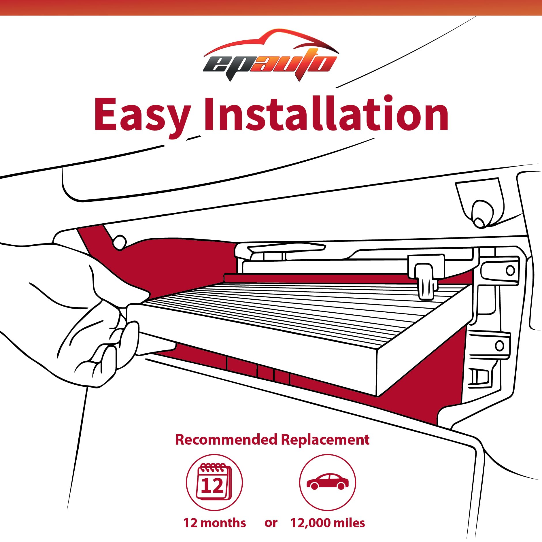 EPAuto CP285 (CF10285) Premium Cabin Air Filter includes Activated Carbon, 2 Packs