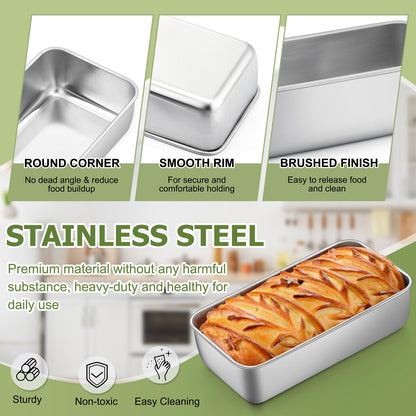 P&P CHEF Loaf Pan, 9 x 5 Inch Stainless Steel Bread Pan, (Silver, 2Pcs) 🍁 All In One Marketplace Canada