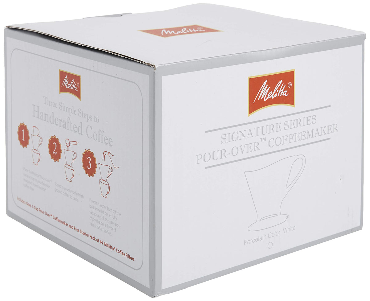 Melitta SS PO WH Ceramic Signature Series Pour-Over Coffee Maker, Glossy White