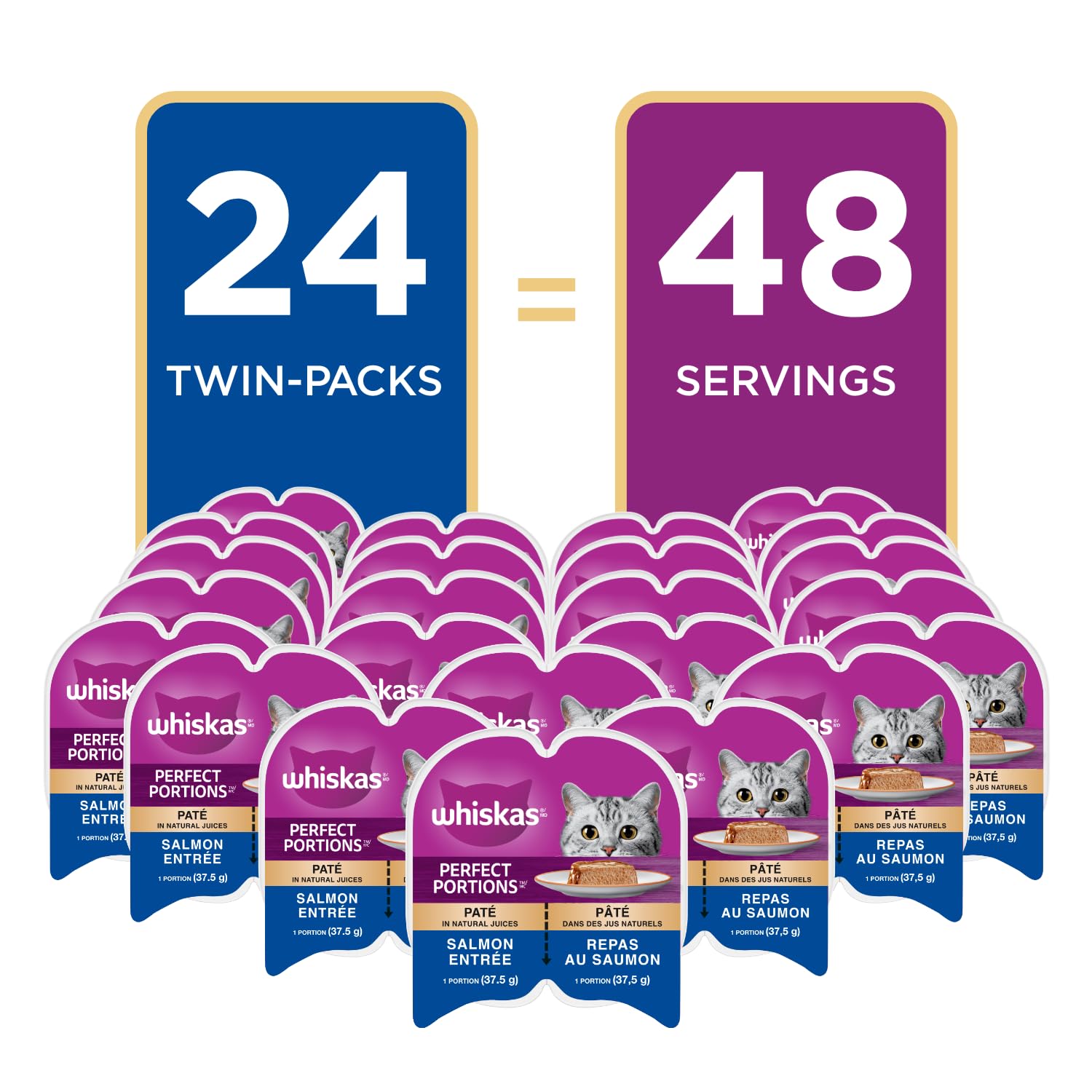 WHISKAS Perfect PORTIONS Kitten Wet Cat Food, Salmon Flavour, 75g whiskas