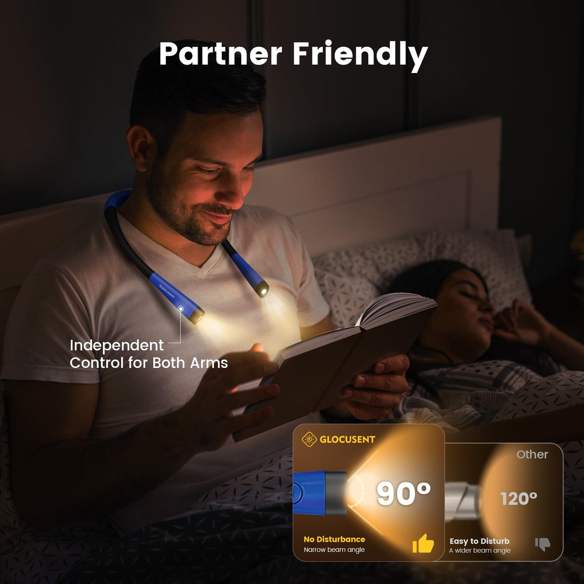 Glocusent Book Light, 80-Hr Rechargeable Reading Light, Bendable Neck Light 🍁 All In One Marketplace Canada