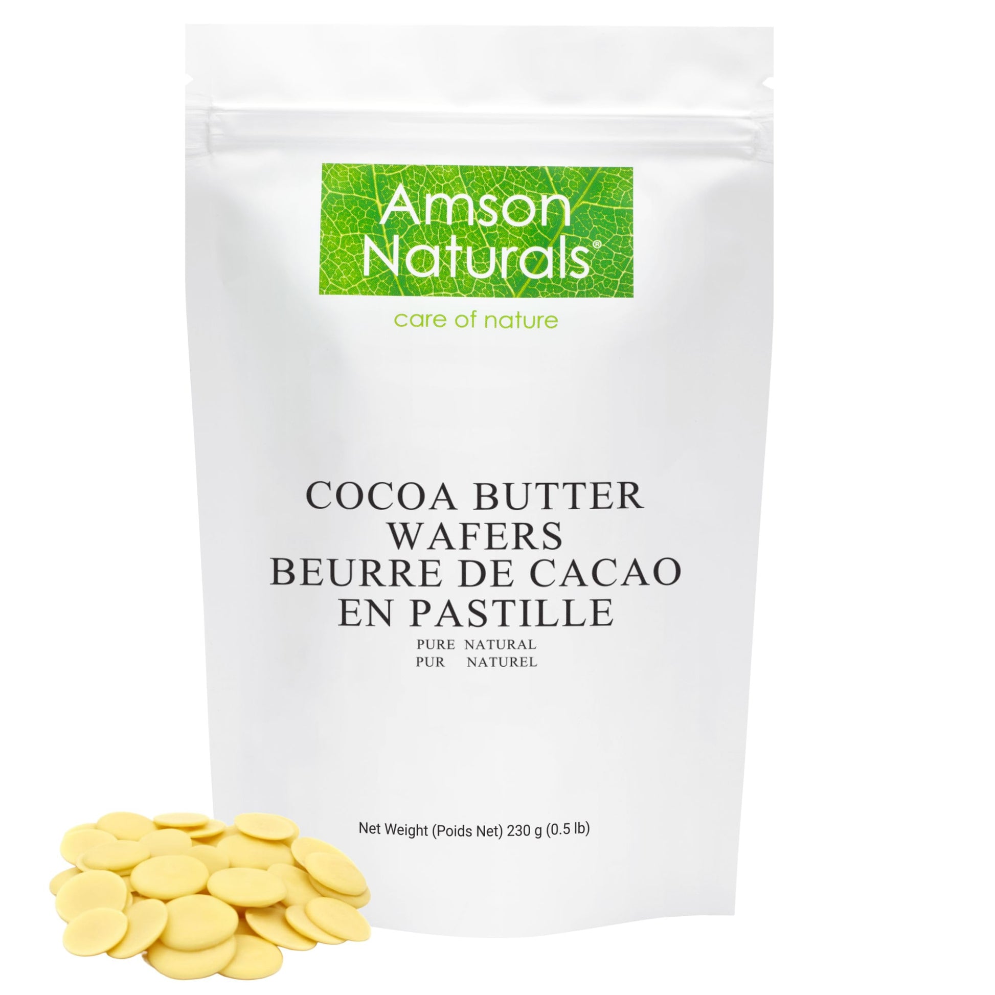 Pure Cocoa Butter Wafers (Food Grade) 0.5 lb / 230 g – Natural, Non-Deodorized for Cooking, Beauty & Wellness