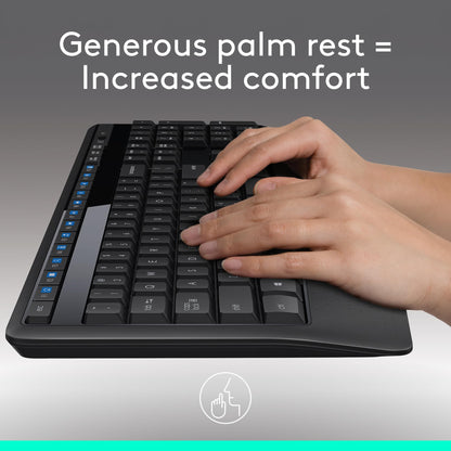Logitech MK345 Full Size Wireless Keyboard and Mouse Combo - Black