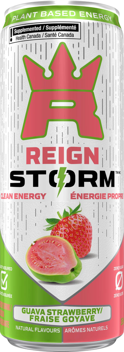 REIGN STORM, Strawberry Guava, 355 mL Cans (12 Pack) – Clean Energy Drink, Zero Sugar, Plant-Based, Vegan