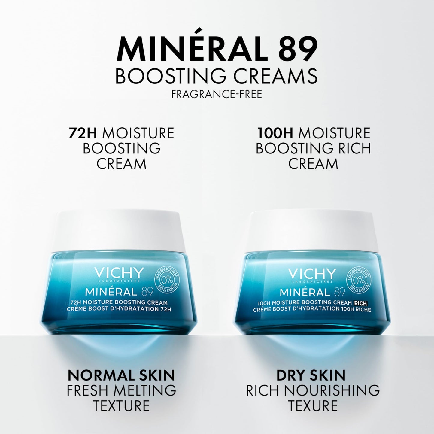 Vichy Minéral 89 face Moisturizer, 100H Moisture Boosting Fragrance Free Rich Cream with Hyaluronic Acid, Niacinamide, Vitamin E & Squalane, for Dry-Very Dry Skin, Recommended by Dermatologists, 50ml VICHY