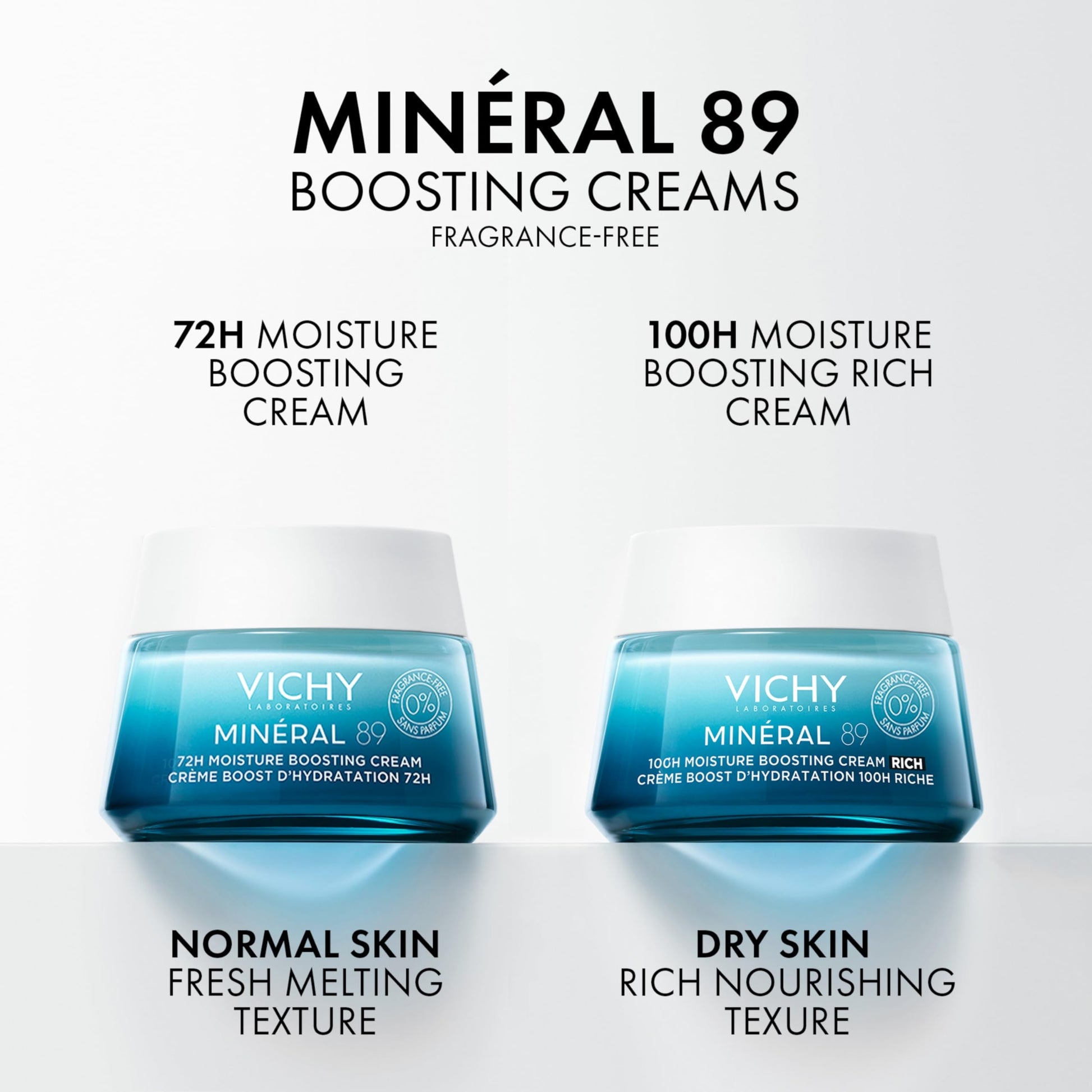 Vichy Minéral 89 face Moisturizer, 100H Moisture Boosting Fragrance Free Rich Cream with Hyaluronic Acid, Niacinamide, Vitamin E & Squalane, for Dry-Very Dry Skin, Recommended by Dermatologists, 50ml VICHY