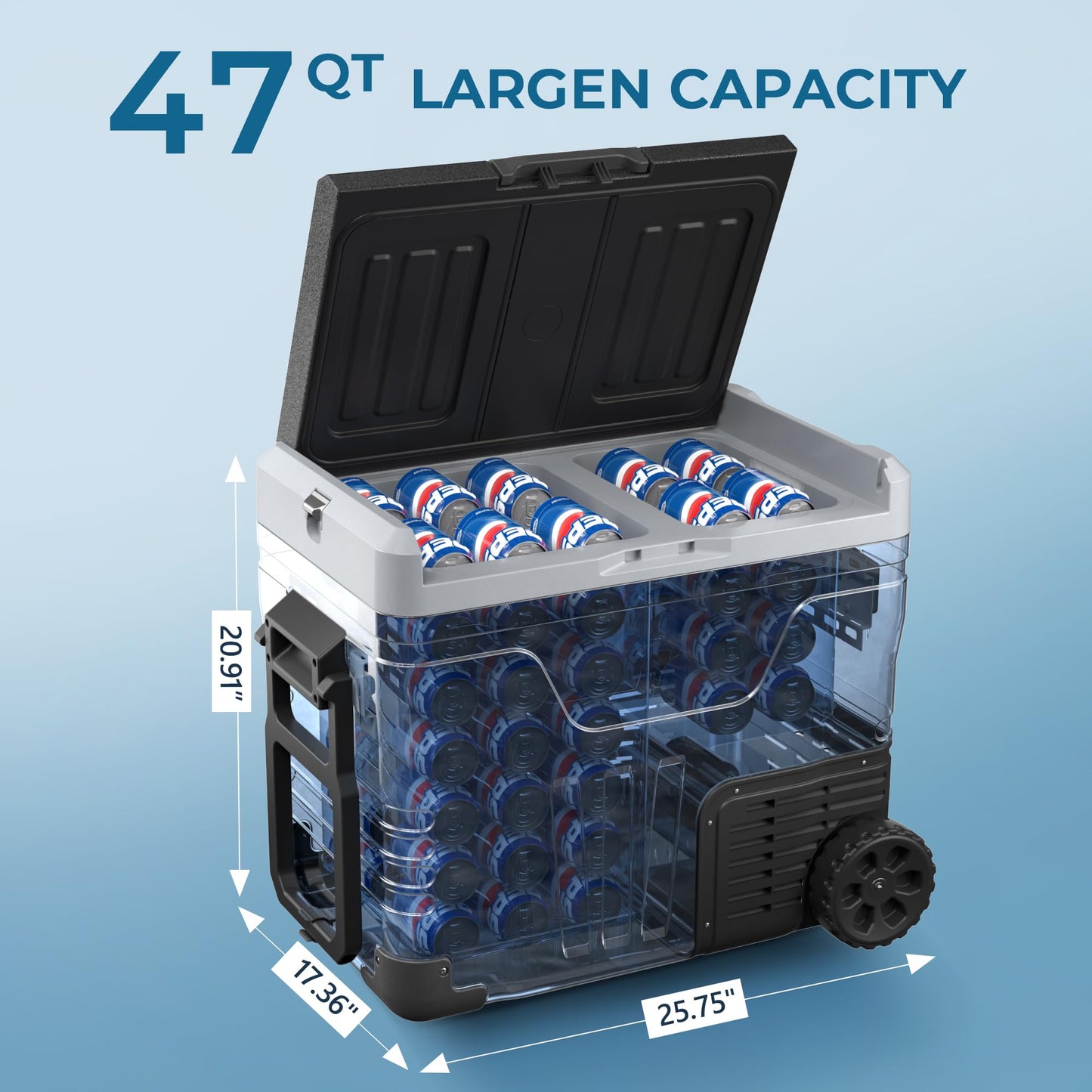 EUHOMY 12 Volt Refrigerator, 47QT(45L) Dual Zone Electric Cooler, Portable Freezer 12V/24V DC 110-240V AC, 12V Fridge -4℉~68℉, 12V Cooler with Wheels & Basket for Travel, Truck, Boat, Camping 🍁 All In One Marketplace Canada EUHOMY