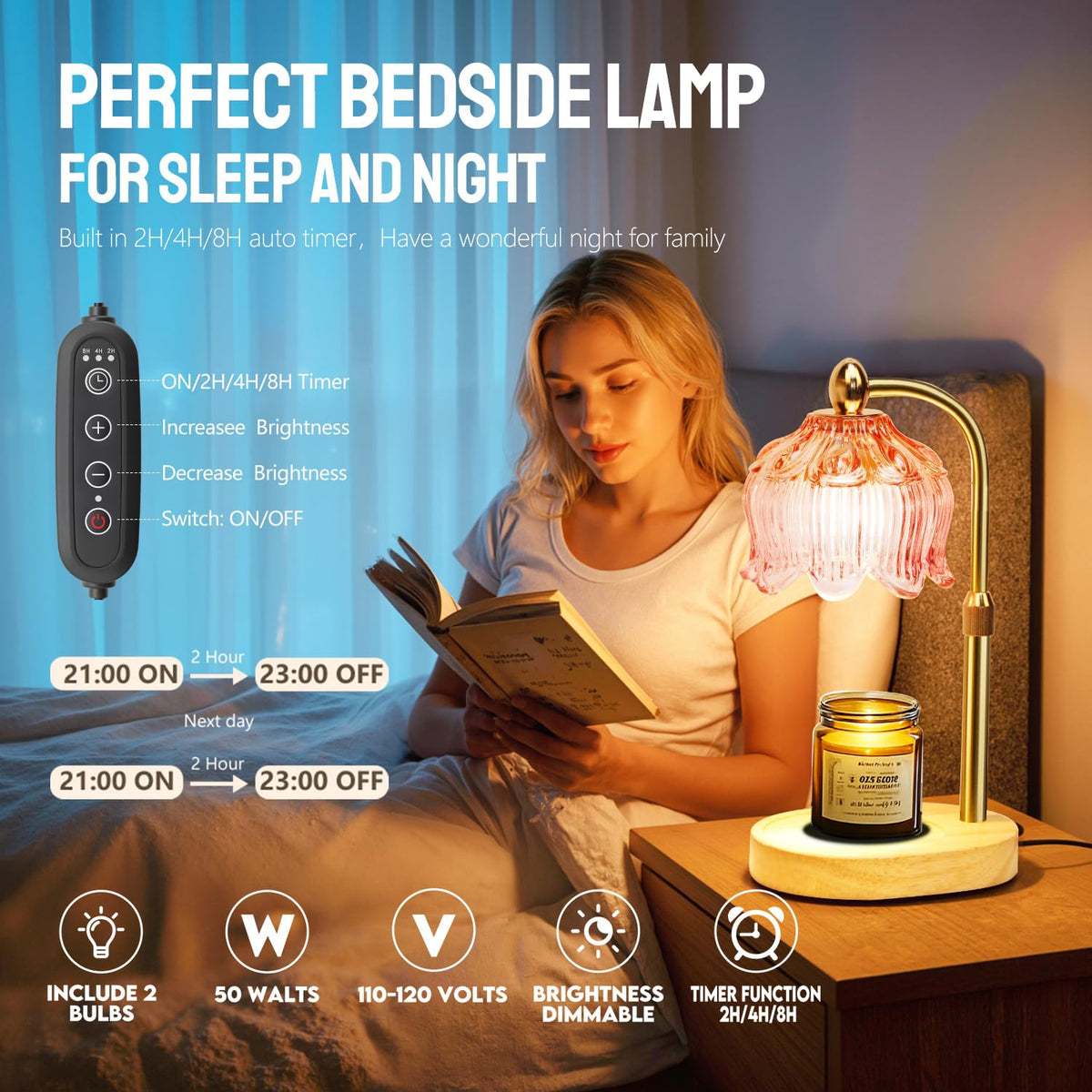 GEEZO Fragrance Candle Warmer Lamp,Electric Candle Warmer with Timer & Dimmer, Mom Christmas Birthday Gifts for Women, House Warming Gifts New Home Bedroom Decor 🍁 All In One Marketplace Canada
