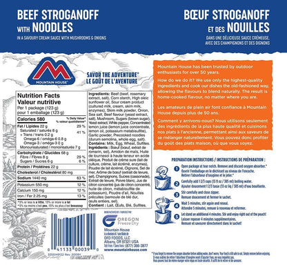 Mountain House Beef Stroganoff, Freeze Dried Emergency Food, Single Pouch Mountain House