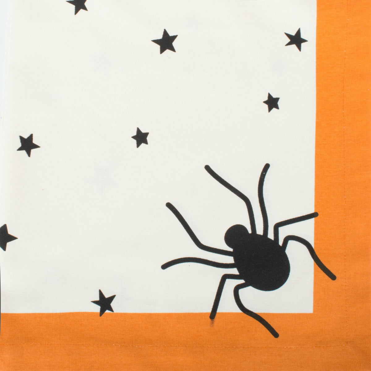 Nappe d'Halloween imprimée DII 100 % coton, lavable en machine, 132 x 132 cm, pour 4 personnes, étoiles et araignées noires