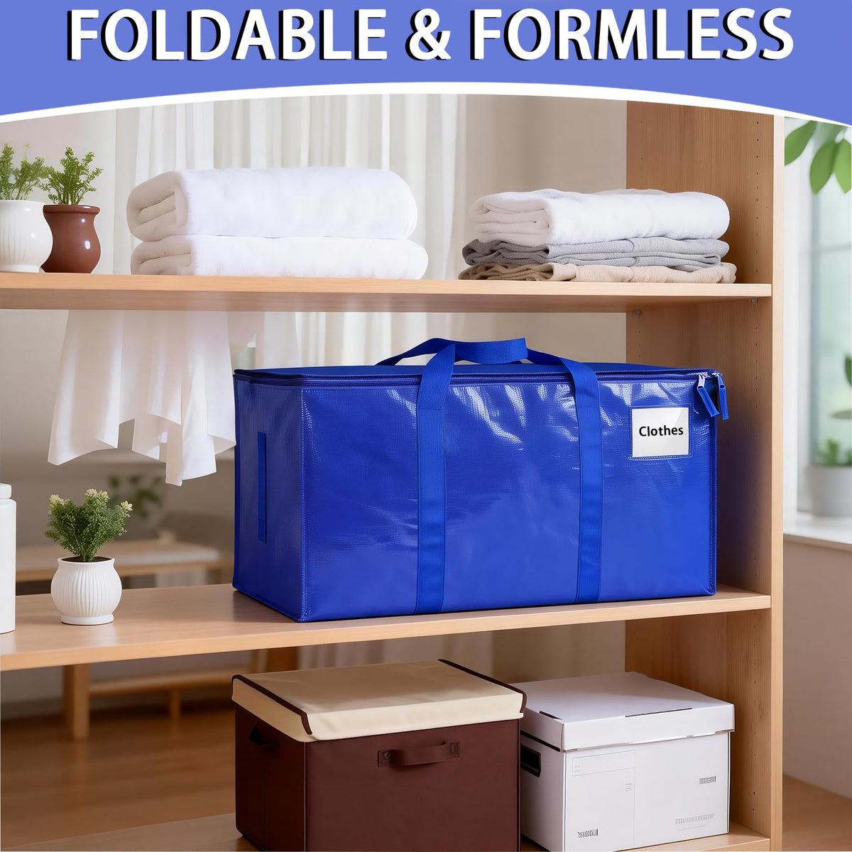 8 Pack Extra Large Heavy Duty Moving Bags,Blue Large Storage Bags with Lids,Moving Boxes with Zippers & Reinforced Handles,Storage Bins Packing Bags for College Dorm,Traveling,Christmas Decorations 🍁 All In One Marketplace Canada