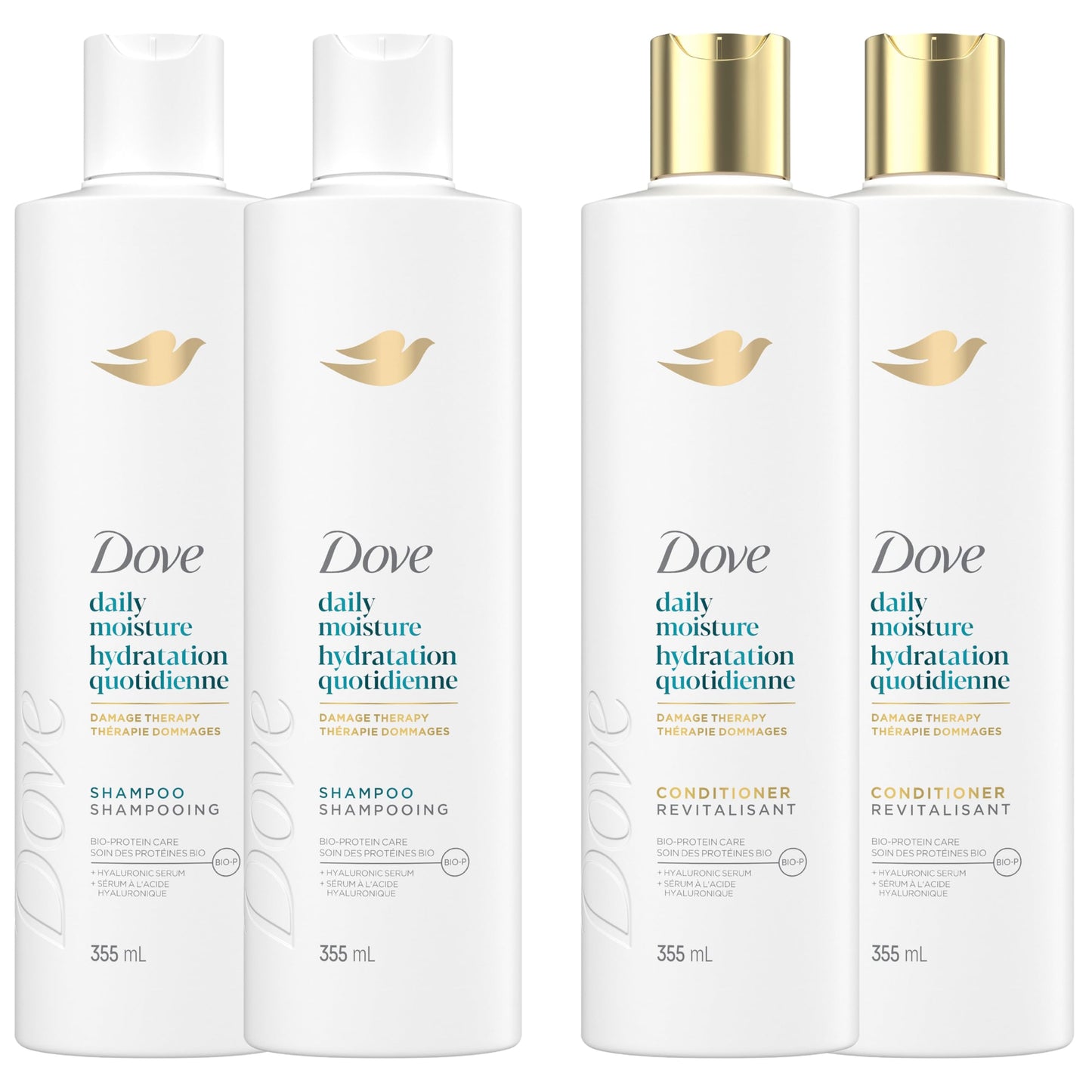 Dove Daily Moisture Damage Therapy Shampoo & Conditioner, 355mL, 4-Pack Dove
