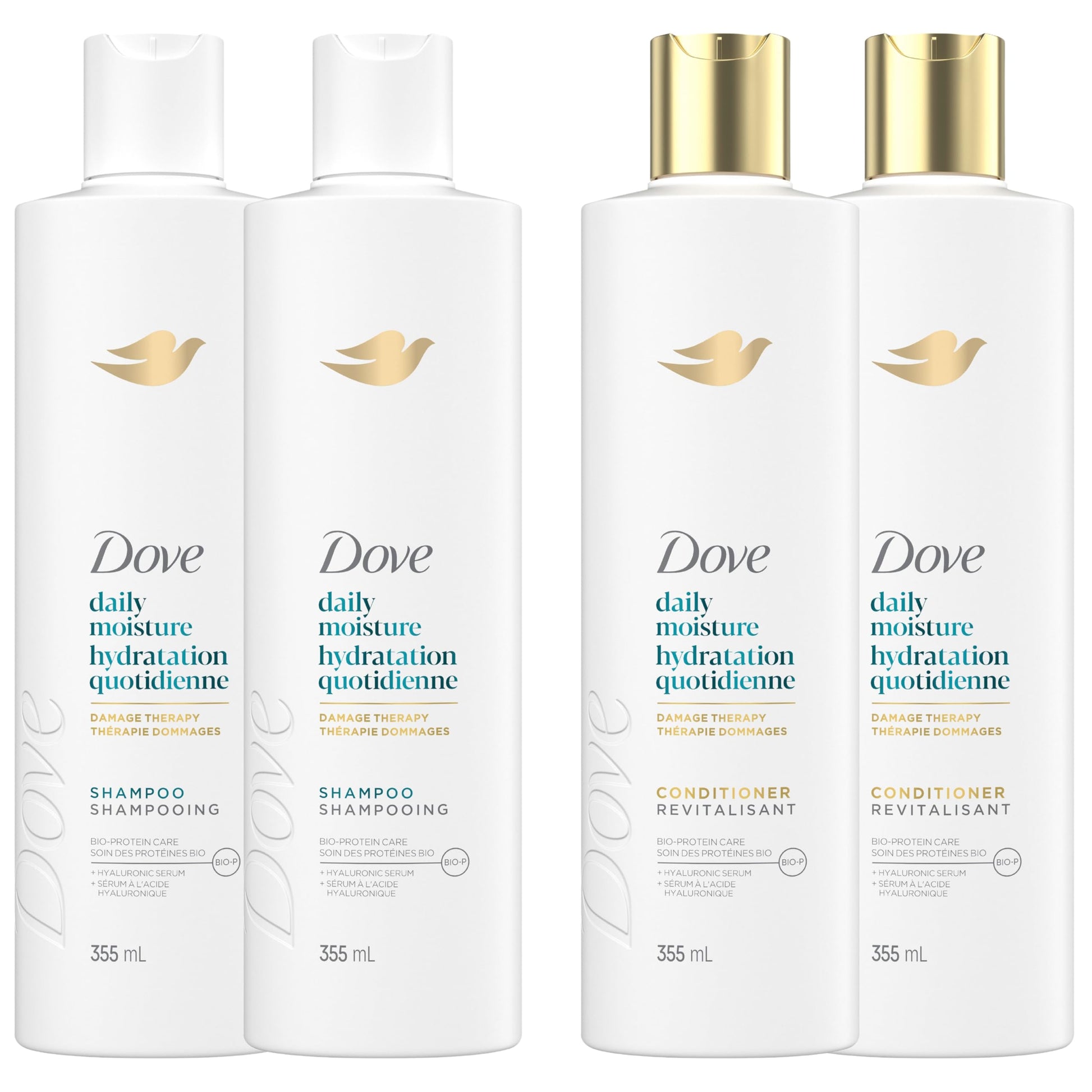 Dove Daily Moisture Damage Therapy Shampoo & Conditioner, 355mL, 4-Pack Dove