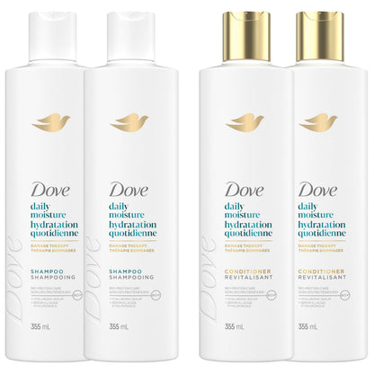 Dove Daily Moisture Damage Therapy Shampoo & Conditioner, 355mL, 4-Pack Dove