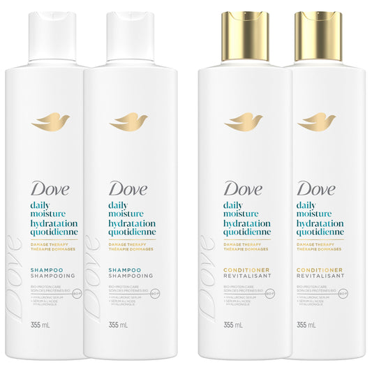 Dove Daily Moisture Damage Therapy Shampoo & Conditioner, 355mL, 4-Pack Dove