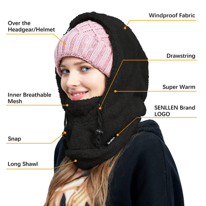 Senllen Balaclava Cold Weather Fleece Ski Mask Winter Thermal Sherpa Hood 🍁 All In One Marketplace Canada