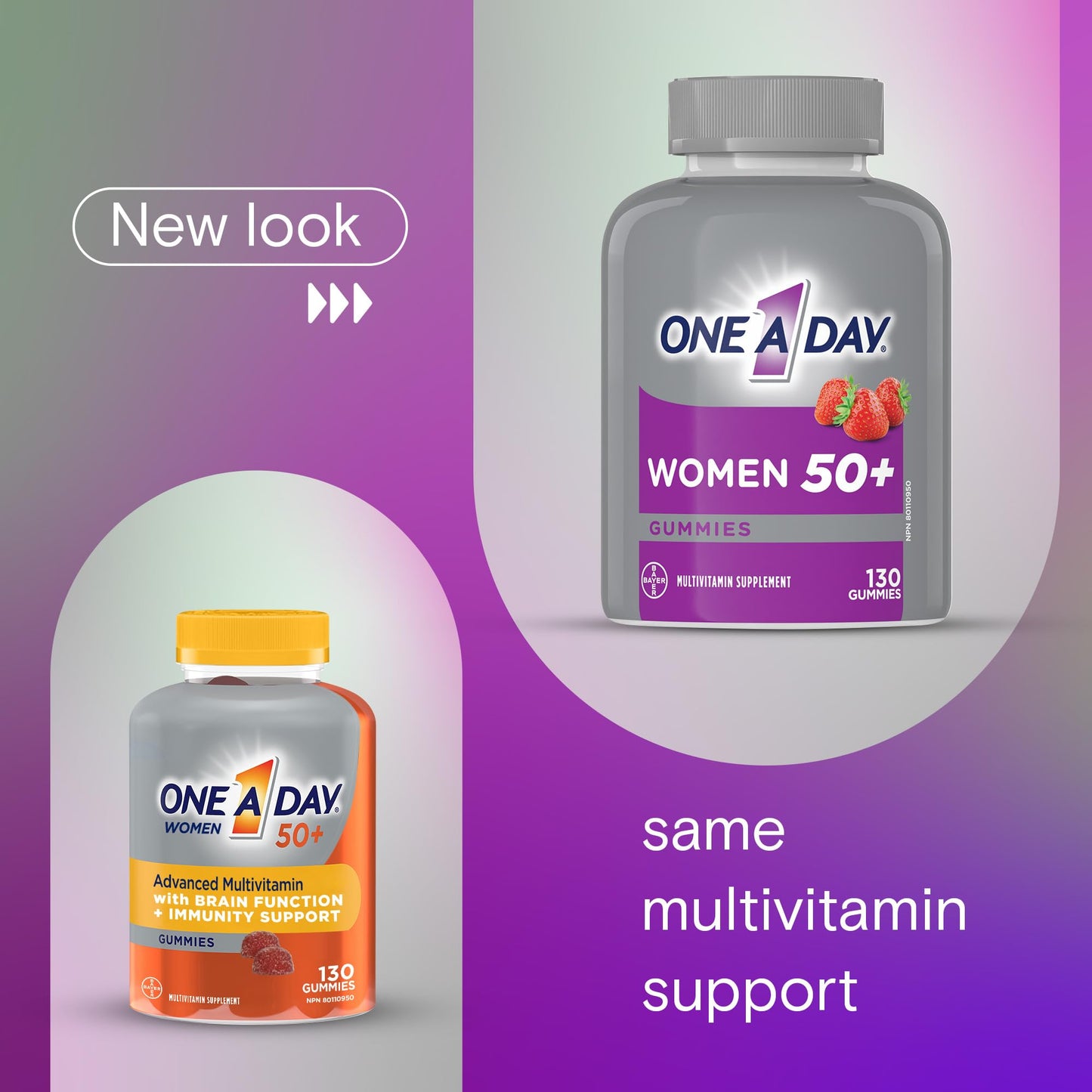 One A Day Women 50 Plus Multivitamin Gummies- Advanced Multivitamin Gummy with Brain Function & Immunity Support, Formulated with Vitamins & Minerals for Women 50+, 130 Gummies - Available at All In One Marketplace Canada