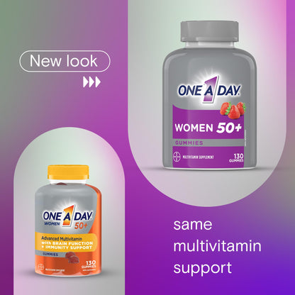 One A Day Women 50 Plus Multivitamin Gummies- Advanced Multivitamin Gummy with Brain Function & Immunity Support, Formulated with Vitamins & Minerals for Women 50+, 130 Gummies - Available at All In One Marketplace Canada