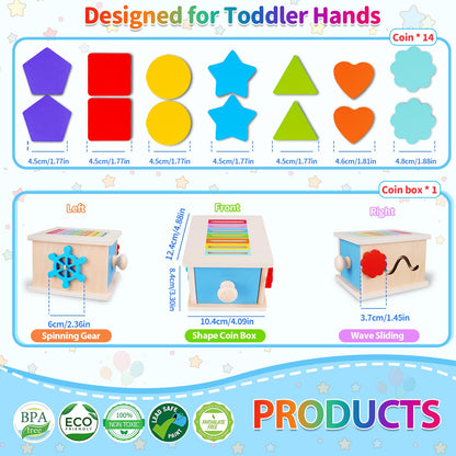 FCSONU Toddler Montessori Shape Coin Box Toys for 1 2 3 Year Old Girls Boys 🍁 All In One Marketplace Canada
