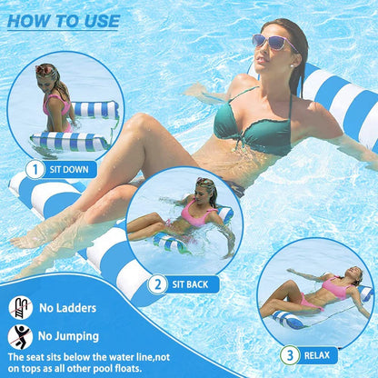 FUNNYTA 2 Pack Water Hammock, 4-in-1 Multi-Portable Water Pool Float Hammock (Saddle, Lounge Chair, Hammock and Drifter) for Adults, Suitable for Travel, Family and Recreation