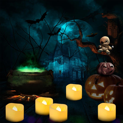 Yakpo 24 Pack 3.8cm x 3cm Battery Operated LED Tea Light Candles, Small Outdoor Flameless Flickering Votive Candles, Electric Flicker Fake Tealights Bulk for Wedding Halloween Christmas Decorations 🍁 All In One Marketplace Canada