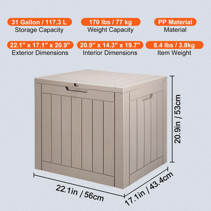 VEVOR Outdoor Storage Box, 31 Gallon Resin Deck Box, Backyard Outside Toy and Towel Storage Cabinet Waterproof, for Patio Furniture Cushions, Garden Tools, Pool Supplies & Package Delivery 🍁 All In One Marketplace Canada
