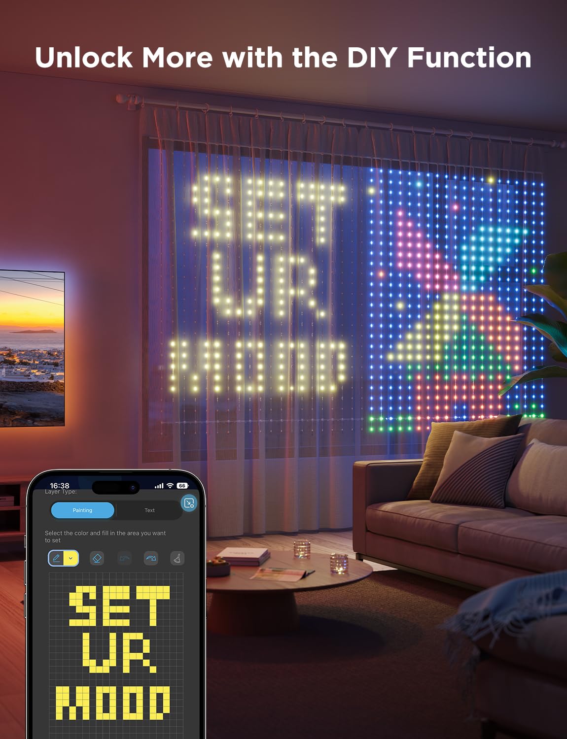 Govee Smart Curtain Lights 2, 520 LEDs, 4.9×6.6ft for Indoor Outdoor Decor 🍁 All In One Marketplace Canada