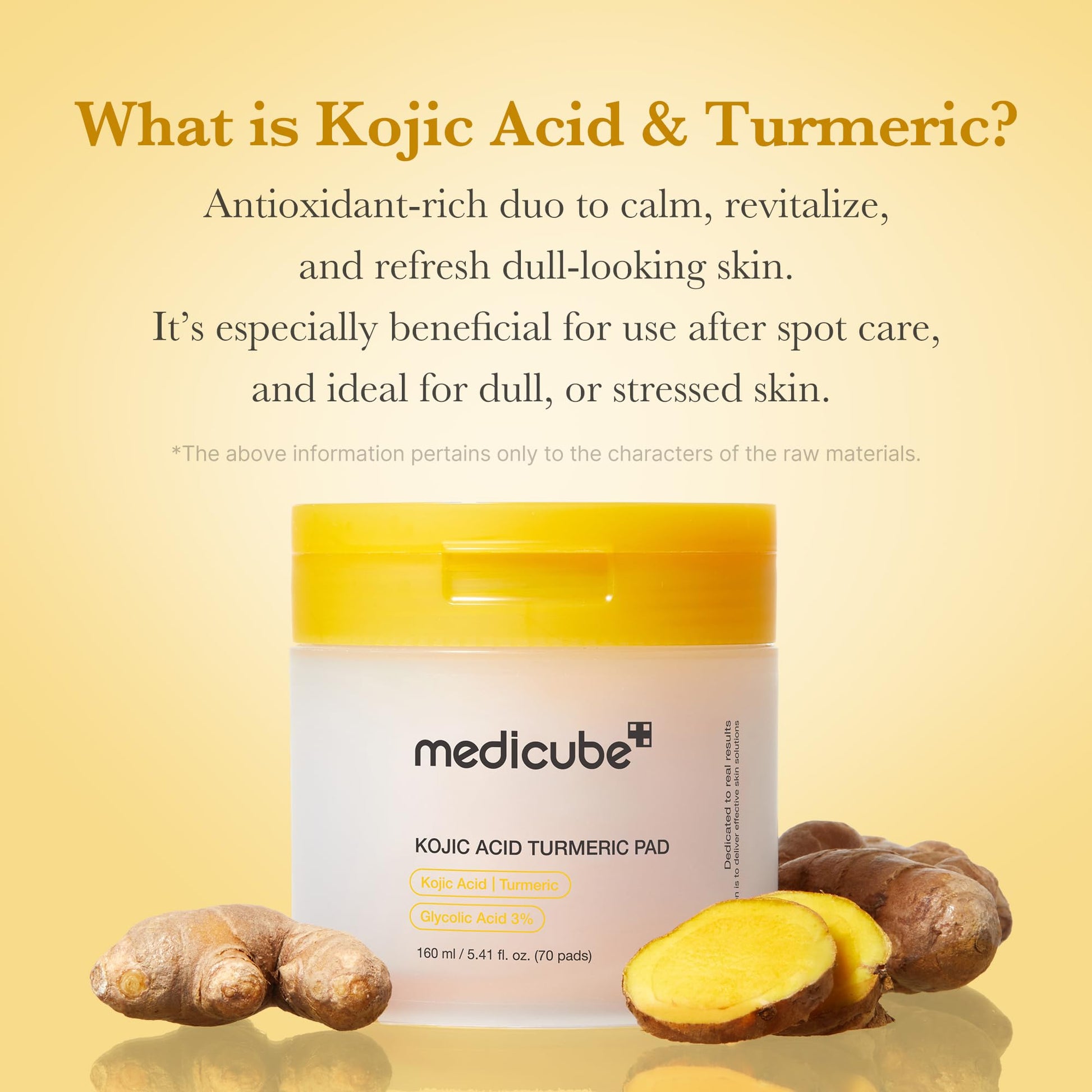 medicube Kojic Acid Turmeric Clarifying Toner Pad for Troubled Skin & Use After Spot Care, Soothing & Calming with Kojic Acid, Turmeric, Niacinamide & Glycolic Acid, Korean Skin Care, 70 Pads, 1 Pack - Available at All In One Marketplace Canada