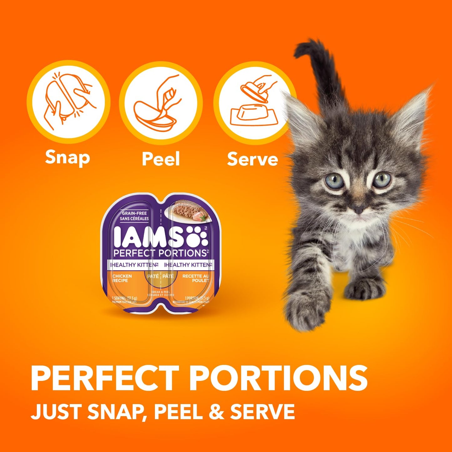 IAMS PERFECT PORTIONS Kitten Wet Cat Food, Chicken Flavour, 75g (24 pack) IAMS