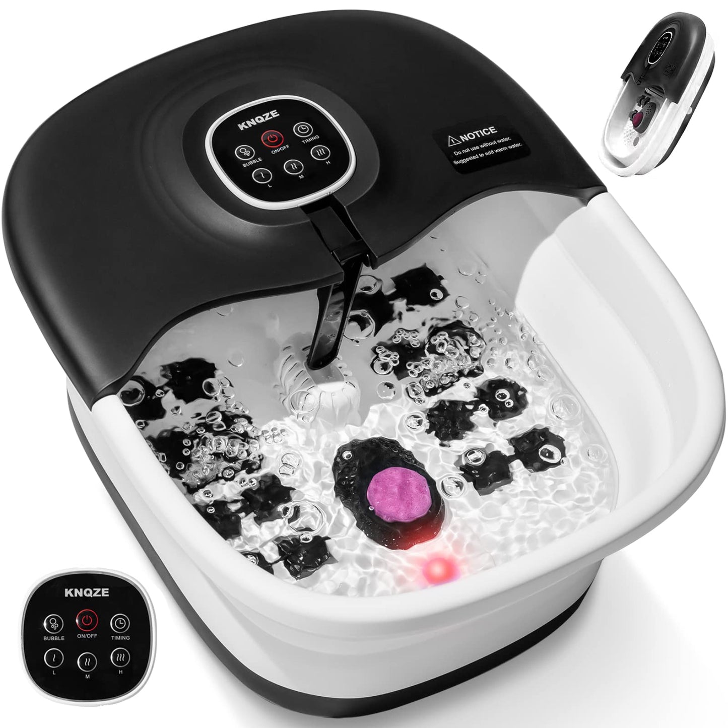 Collapsible Foot Spa Bath with Heat, Remote Control, Temperature Control, Bubbles, Pumice Stone, Red Light, Timer, 16 Massage Roller Pedicure Foot Spa Tub Foot Soaker for Soothe & Relax Tired Feet - Available at All In One Marketplace Canada