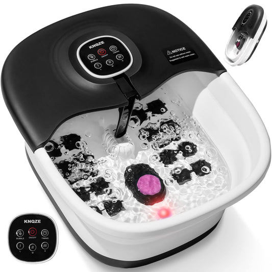 Collapsible Foot Spa Bath with Heat, Remote Control, Temperature Control, Bubbles, Pumice Stone, Red Light, Timer, 16 Massage Roller Pedicure Foot Spa Tub Foot Soaker for Soothe & Relax Tired Feet - Available at All In One Marketplace Canada
