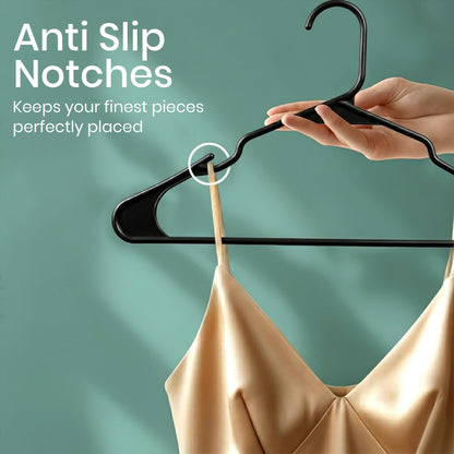 Utopia Home Plastic Hangers, 50 Pack, Clothes Hangers with Shoulder Grooves, Durable Space Saving Coat Hanger for Shirts, Pants, Skirts, Jackets, Blouses, Dresses and Everyday Wardrobe Use (Black)