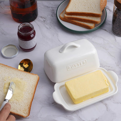 JSHKY Porcelain Butter Dish with Lid for 1lb Canadian Butter Block, White 🍁 All In One Marketplace Canada