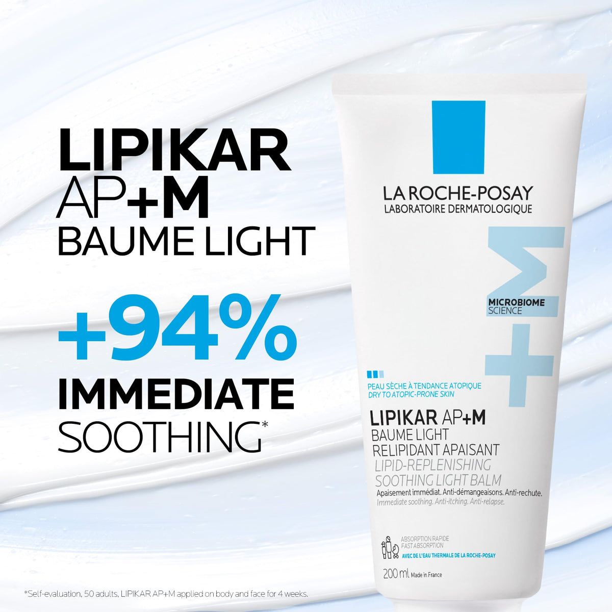 La Roche Posay Lipikar Baume Light AP+M, Body Lotion for Dry Skin, Lightweight Moisturizer with Shea Butter & Niacinamide for Body, Face & Hands, Fragrance Free, Recommended by Dermatologists, 200mL