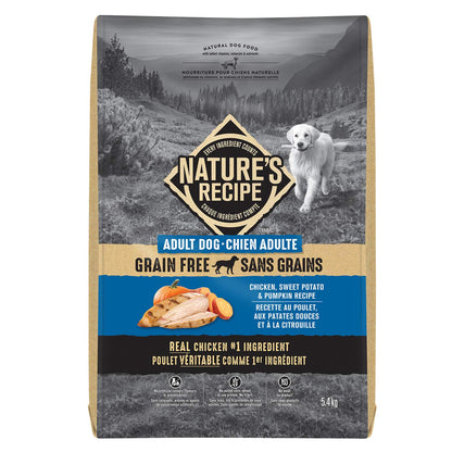 Nature's Recipe Grain Free Natural Dry Dog Food Chicken, Sweet Potato & Pumpkin Recipe 5.4 kg (Pack of 1)