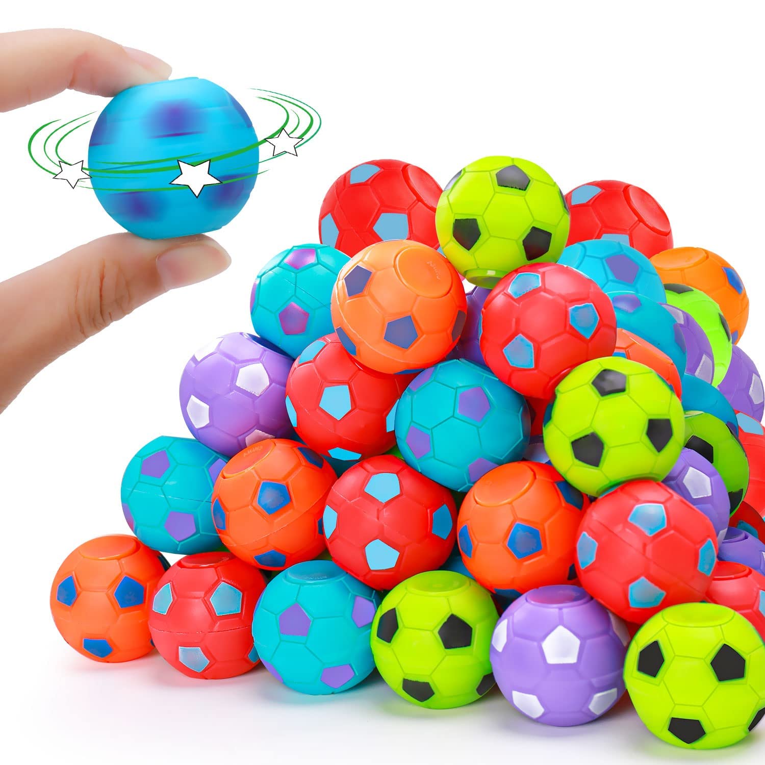 40 Pcs Mini Soccer Fidget Toy, Mini Spinner Balls Bulk Party Favor Toys for Kids 4-8, Goodie Bag Stuffers Sensory Classroom Class Treasure Carnival Bulk for Boys Girls Toddler 3 4 5 6 7 8 Years Old - Available at All In One Marketplace Canada