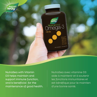 Nature's Way NutraSea +D Omega 3 + Vitamin D Softgels Supplement with Fish Oil – Fresh Mint Flavour – Heart, Brain, Bone & Immune Support for Adults and Kids 6+ – EPA & DHA + 1000IU D3, 150 Softgels Nature's Way
