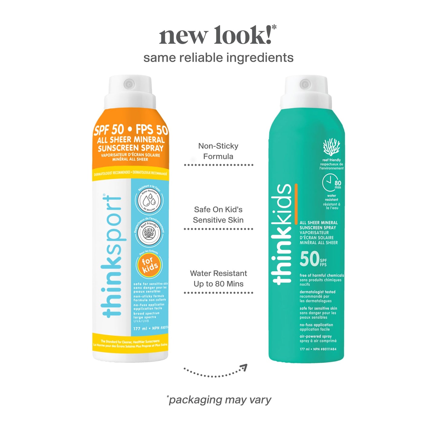Thinksport Kids Sunscreen Spray, SPF 50 All Sheer Mineral Sunscreen, 6 Fl Oz, Clear Water Resistant Baby & Toddler Sun Screen, Natural Zinc Oxide Sun Protection - Available at All In One Marketplace Canada